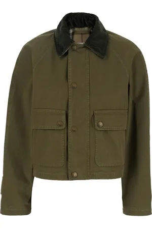 Burberry Jassen, Dames, Groen, S, Katoen, Groene Korte Corduroy Kraag Katoenen Jas