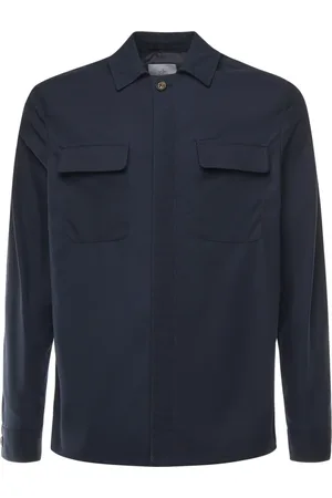 ELEVENTY Jassen, Heren, Blauw, L, Katoen, Navy Blauw Katoenen Jas Klassieke Stijl