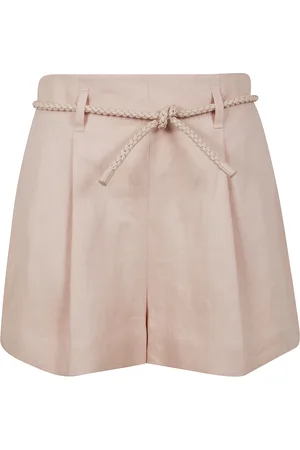 ZIMMERMANN Korte broeken, Dames, Roze, M, Linnen, Verlicht linnen shorts