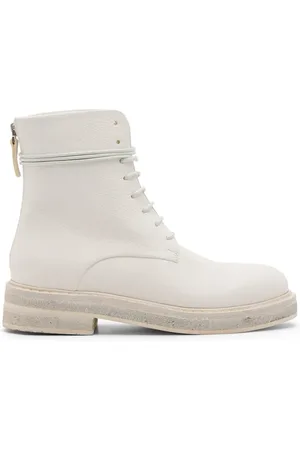 MARSÈLL Schoenen, Dames, Wit, 36 EU, Leer, Witte leren enkellaars met rits