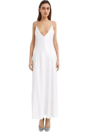 Khaite Kleedjes, Dames, Wit, S, Leer, Witte Sequin Maxi Jurk