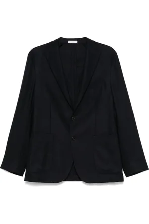 Boglioli Jassen, Heren, Blauw, 4Xl, Wol, Blauwe Jas van Wolmix