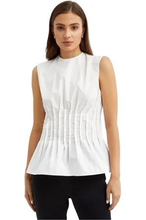 Khaite Tops, Dames, Wit, S, Katoen, Witte mouwloze top met decoratieve stiksels