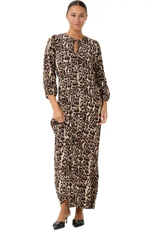Kaffe Kleedjes, Dames, Veelkleurig, S, Luipaardprint Jurk met V-Hals