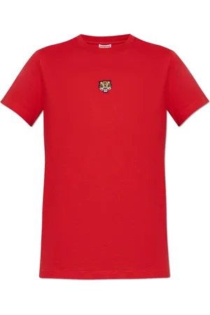Kenzo Tops, Dames, Rood, M, Katoen, T-shirt met patch