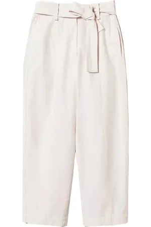 Twin-Set Broeken, Dames, Wit, M, Katoen, Hoge taille katoenen broek