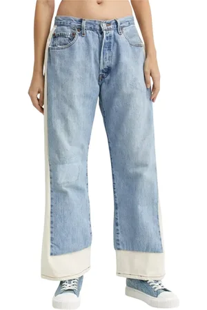 B SIDES Jeans, Dames, Blauw, W32, Katoen, Lichte Slouch Jeans