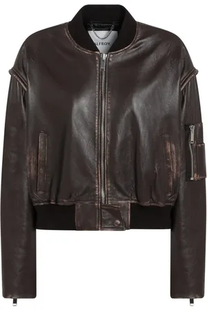 Halfboy Jassen, Dames, Bruin, M, Leren Bomberjack