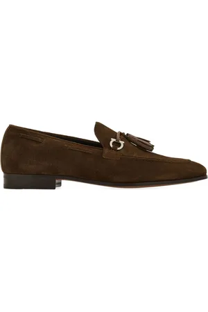 Salvatore Ferragamo Schoenen, Heren, Bruin, 40 EU, Suède, Bruine Suède Loafer met Gancini Bit