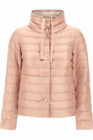 HERNO Jassen, Dames, Roze, S, Roze Roze Gewatteerde Jas met Stropdas