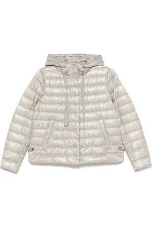 HERNO Jassen, Dames, Grijs, M, Taupe Grijs Hoodiejas met Zakken