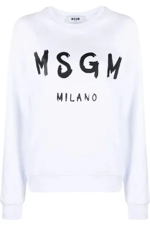 Msgm Sweatshirts & Hoodies, Dames, Wit, L, Witte Sweatshirt Dames Stijlvol Casual Elegantie