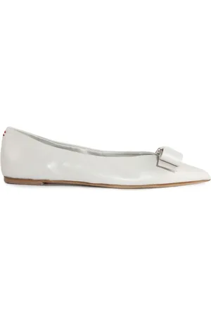 HALMANERA Schoenen, Dames, Wit, 39 EU, Leer, Witte Leren Ballet Flats Puntig Ontwerp