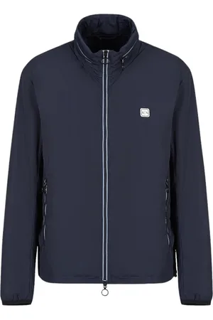 Armani Exchange Jassen, Heren, Blauw, XL, Polyester, Navy Blazer Winddichte Jas