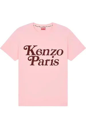 Kenzo Tops, Dames, Roze, S, Katoen, Roze Verdy T-shirt met Bordeaux Logo
