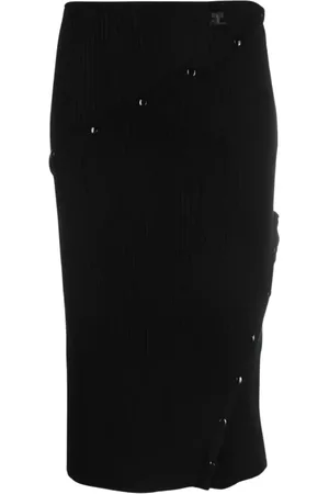 Courrèges Rokken, Dames, Zwart, S, Zwarte Geribbelde Midi Rok