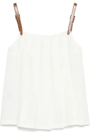 SEMICOUTURE Tops, Dames, Wit, M, Linnen, Witte Linnen Top voor Vrouwen