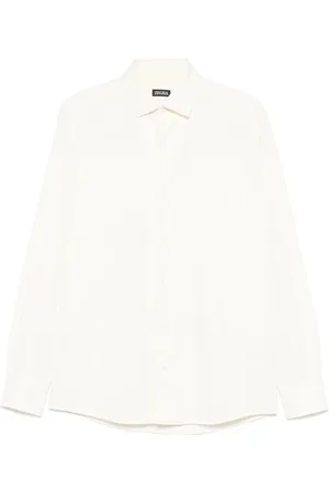 Ermenegildo Zegna Overhemden, Heren, Wit, S, Katoen, Casual Katoenen Overhemd 02G