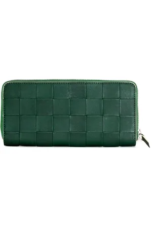 Dragon Diffusion Accessoires, Dames, Groen, ONE Size, Bosgroene Geruite Leren Portemonnee