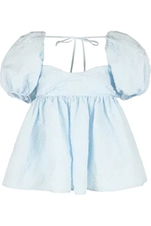Cecilie Bahnsen Blouses & Shirts, Dames, Blauw, M, Polyester, Strik Blouse met Striksluiting