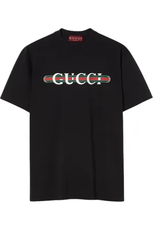 Gucci Tops, Heren, Zwart, XS, Katoen, Gedrukt Katoenen Jersey T-shirt