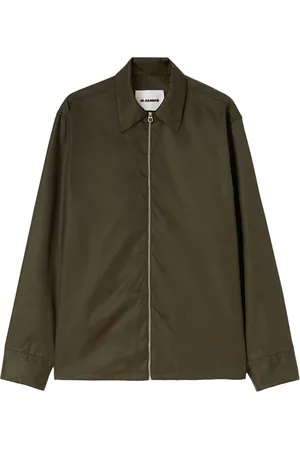 Jil Sander Jassen, Heren, Groen, M, Nylon, Groene Nylon Twill Rits Shirt