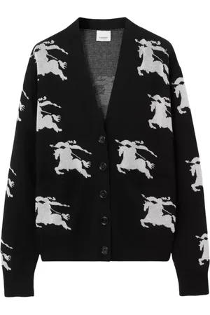 Burberry Truien, Dames, Zwart, M, Katoen, Ridder Jacquard Vest