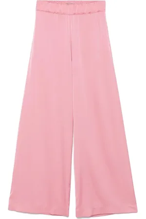 D.EXTERIOR Broeken, Dames, Roze, M, Satijn, Roze Satijnen Wijde Pijp Broek