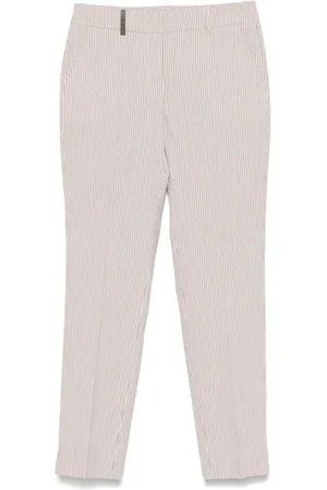 PESERICO SIGN Broeken, Dames, , M, Katoen, Gestreepte Broek met Drukknoopsluiting