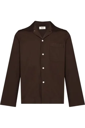 Tekla Overhemden, Heren, Bruin, S, Katoen, Bruin Katoenen Pyjama