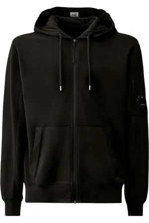 C.P. Company Sweatshirts & Hoodies, Heren, Zwart, M, Capuchon Rits Fleece Jas Zwart
