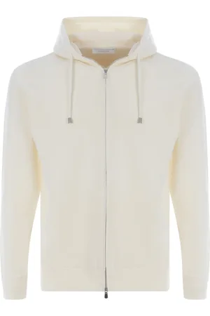 FILIPPO DE LAURENTIIS Sweatshirts & Hoodies, Heren, Wit, XL, Katoen, Witte Katoenen Hoodie met Rits