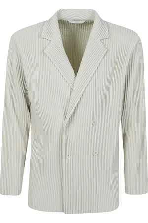 Issey Miyake Jassen, Heren, Grijs, M, Geplooide Jas