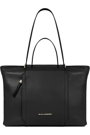Piquadro Tassen, Dames, Zwart, ONE Size, Leer, Cirkel Lijn Winkel Tas Zwart