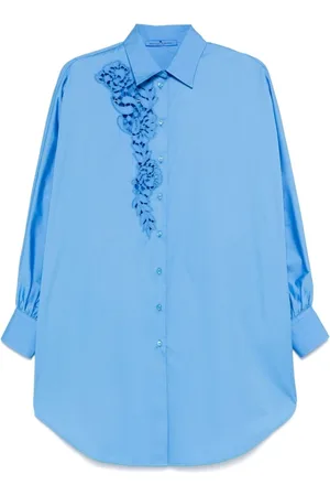 ERMANNO SCERVINO Blouses & Shirts, Dames, Blauw, XS, Stijlvolle Overhemden Collectie