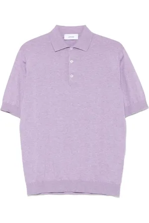LARDINI Tops, Heren, Paars, L, Katoen, Klassieke Polo voor Mannen