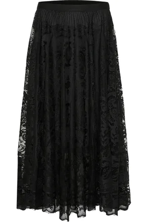 Kaffe Kleedjes, Dames, Zwart, M, Polyester, Elegante Kant Rok in Zwart