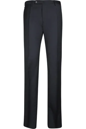 Incotex Broeken, Heren, Blauw, M, Wol, Slimfit blauwe broek met verstelbare tailleband