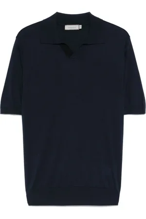 CANALI Tops, Heren, Blauw, L, Katoen, Gemengd Katoenen Poloshirt