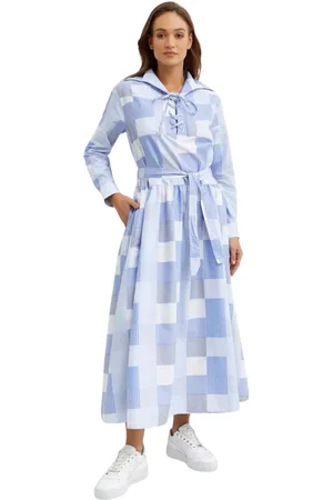Kenzo Kleedjes, Dames, Blauw, S, Katoen, Maxi Patchwork Katoenen Jurk