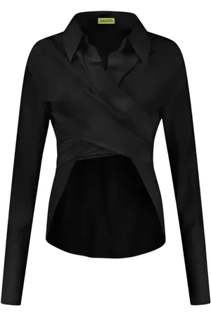 GAUGE81 Blouses & Shirts, Dames, Zwart, S, Zwarte Zijden Shirt Sabina Stijl