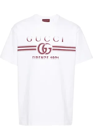 Gucci Tops, Heren, Wit, L, Dubbele G Logo T-shirt