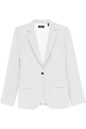 THEORY Jassen, Dames, Grijs, S, Polyester, Single-Breasted Admiral Blazer