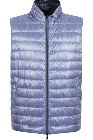 HERNO Jassen, Heren, Blauw, L, Katoen, Blauw Katoenen Vest Stijlvolle Keuze