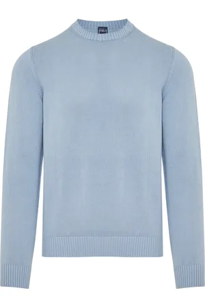 FEDELI Truien, Heren, Blauw, 2Xl, Katoen, Katoenen trui Made in Italy