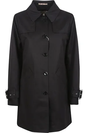 HERNO Mantels, Dames, Zwart, M, Katoen, Zwarte Jas Chique Stijl