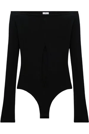 Courrèges Tops, Dames, Zwart, M, Katoen, Zwart Body met Uitsnijding