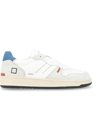 D.A.T.E. Schoenen, Heren, Wit, 44 EU, Katoen, Witte en grijze leren sneaker Court