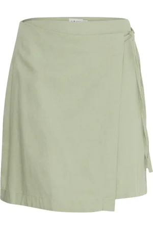 Ichi Rokken, Dames, Groen, S, Linnen, Korte rok met fijne details
