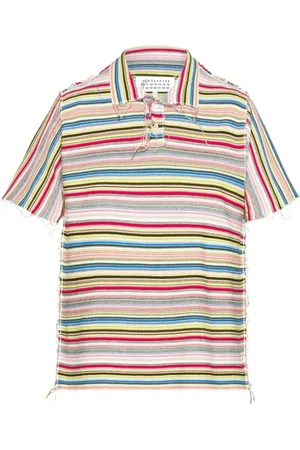 Maison Margiela Tops, Heren, Veelkleurig, S, Katoen, Gestreept Katoenen Poloshirt